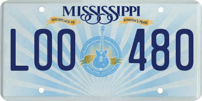 MS license plate LOO480