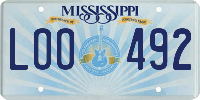 MS license plate LOO492