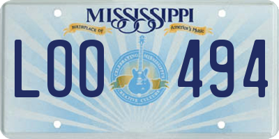 MS license plate LOO494