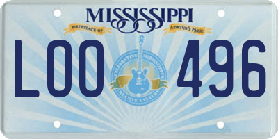 MS license plate LOO496