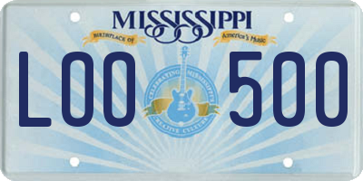 MS license plate LOO500