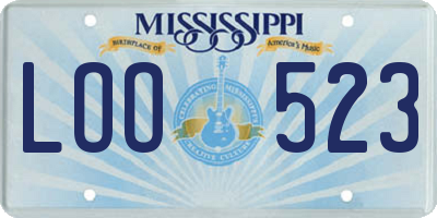 MS license plate LOO523