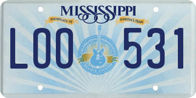 MS license plate LOO531