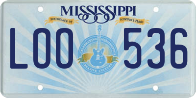 MS license plate LOO536