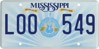 MS license plate LOO549