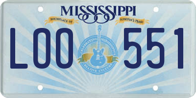 MS license plate LOO551