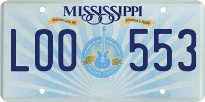 MS license plate LOO553