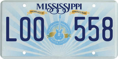 MS license plate LOO558