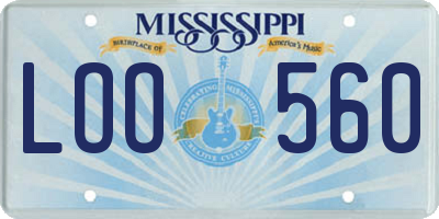 MS license plate LOO560