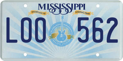 MS license plate LOO562