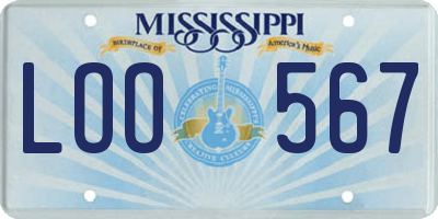 MS license plate LOO567
