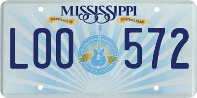 MS license plate LOO572