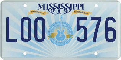 MS license plate LOO576