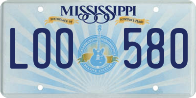 MS license plate LOO580