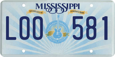 MS license plate LOO581