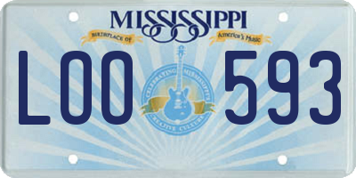 MS license plate LOO593