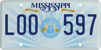 MS license plate LOO597
