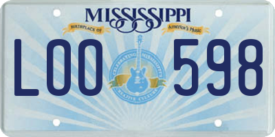 MS license plate LOO598