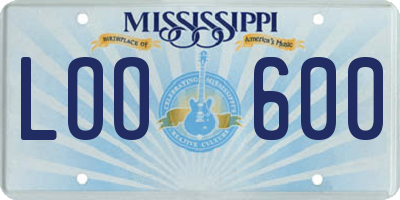 MS license plate LOO600