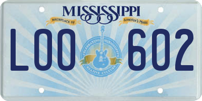 MS license plate LOO602