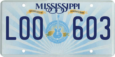 MS license plate LOO603