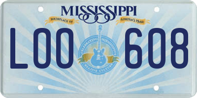 MS license plate LOO608