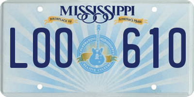MS license plate LOO610