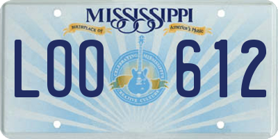MS license plate LOO612