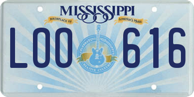 MS license plate LOO616