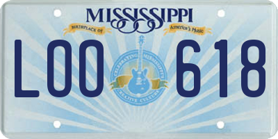 MS license plate LOO618