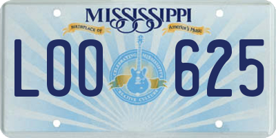 MS license plate LOO625