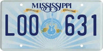 MS license plate LOO631