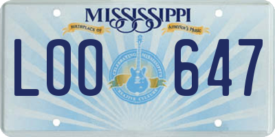 MS license plate LOO647