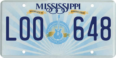 MS license plate LOO648