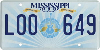 MS license plate LOO649