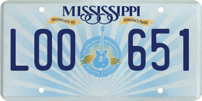 MS license plate LOO651