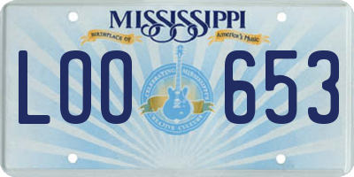 MS license plate LOO653