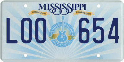MS license plate LOO654