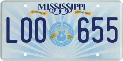 MS license plate LOO655