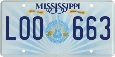 MS license plate LOO663