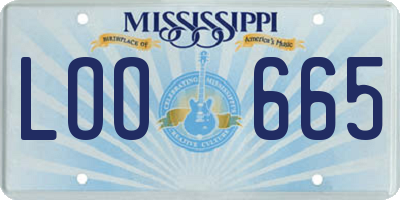 MS license plate LOO665