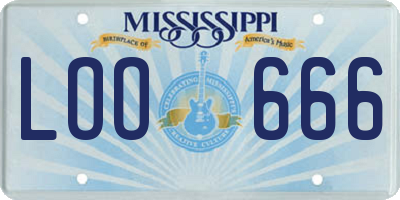 MS license plate LOO666