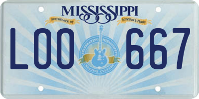 MS license plate LOO667