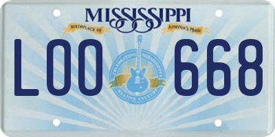 MS license plate LOO668