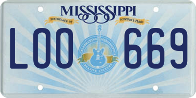 MS license plate LOO669