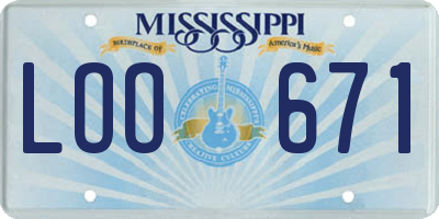 MS license plate LOO671