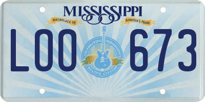 MS license plate LOO673