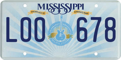 MS license plate LOO678