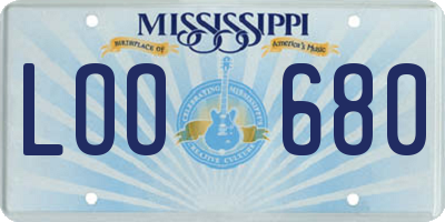 MS license plate LOO680