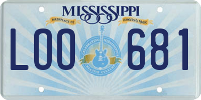 MS license plate LOO681